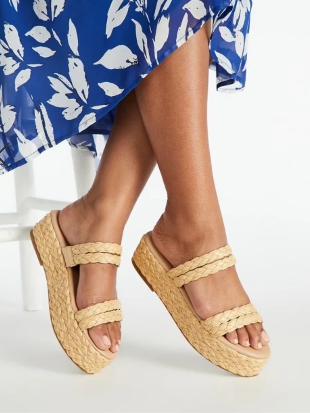 NWOT Lana Espadrille Sandal Braided Slip On Platform In Natural Tan